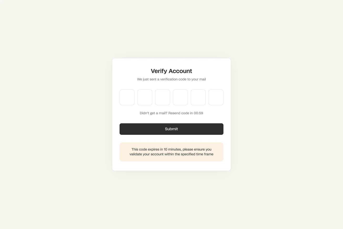 Verify Email Screen